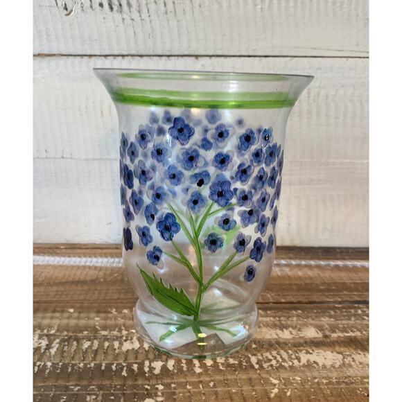 NIB Fifth Avenue Crystal Blown Glass Floral Hydrangea Mini Hurricane Lamp Candle - Picture 3 of 12